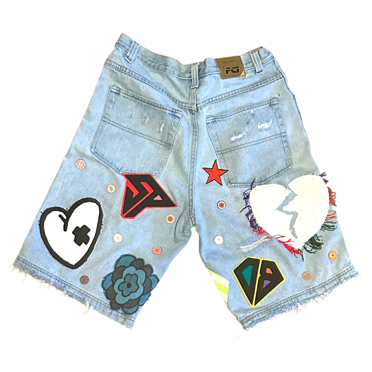 “Baby I’m a Mutt” Handmade Denim Shorts