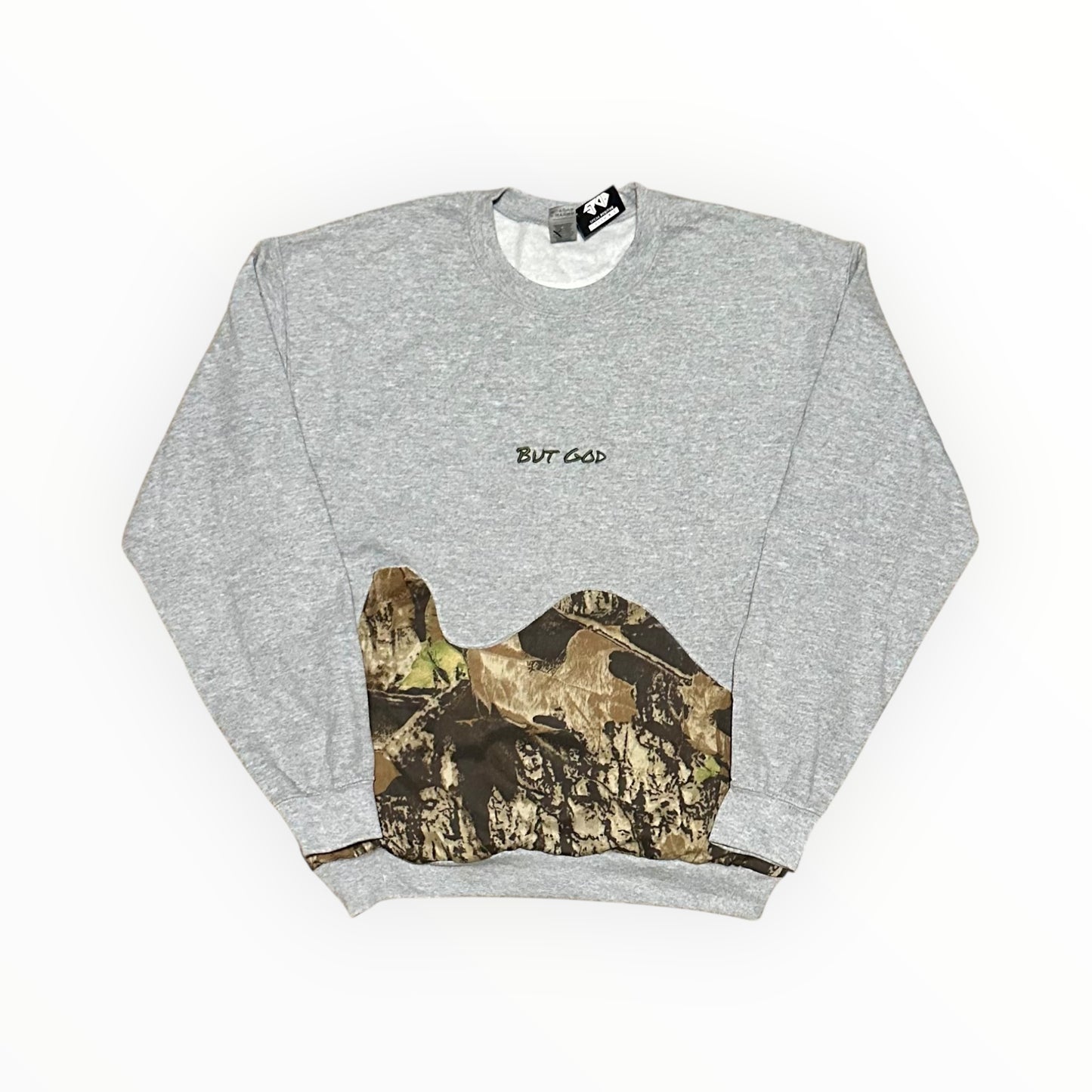 Grey "But God" Crewneck Sweatshirt