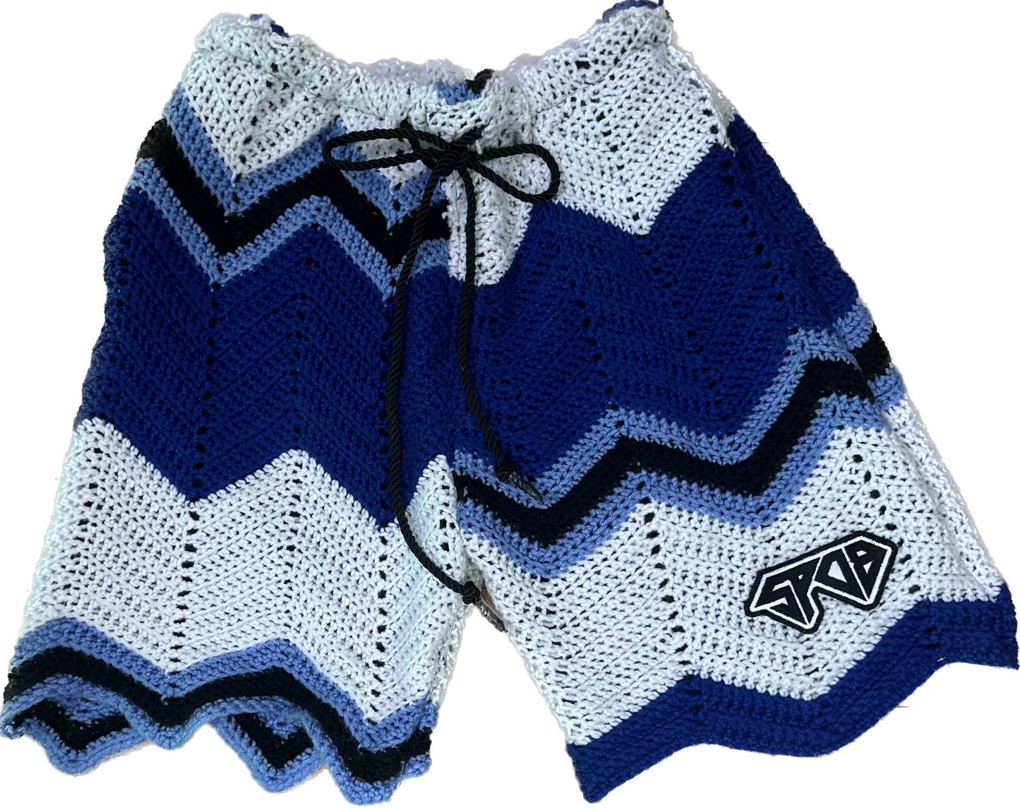 Royal Blue/ Black Crochet Shorts