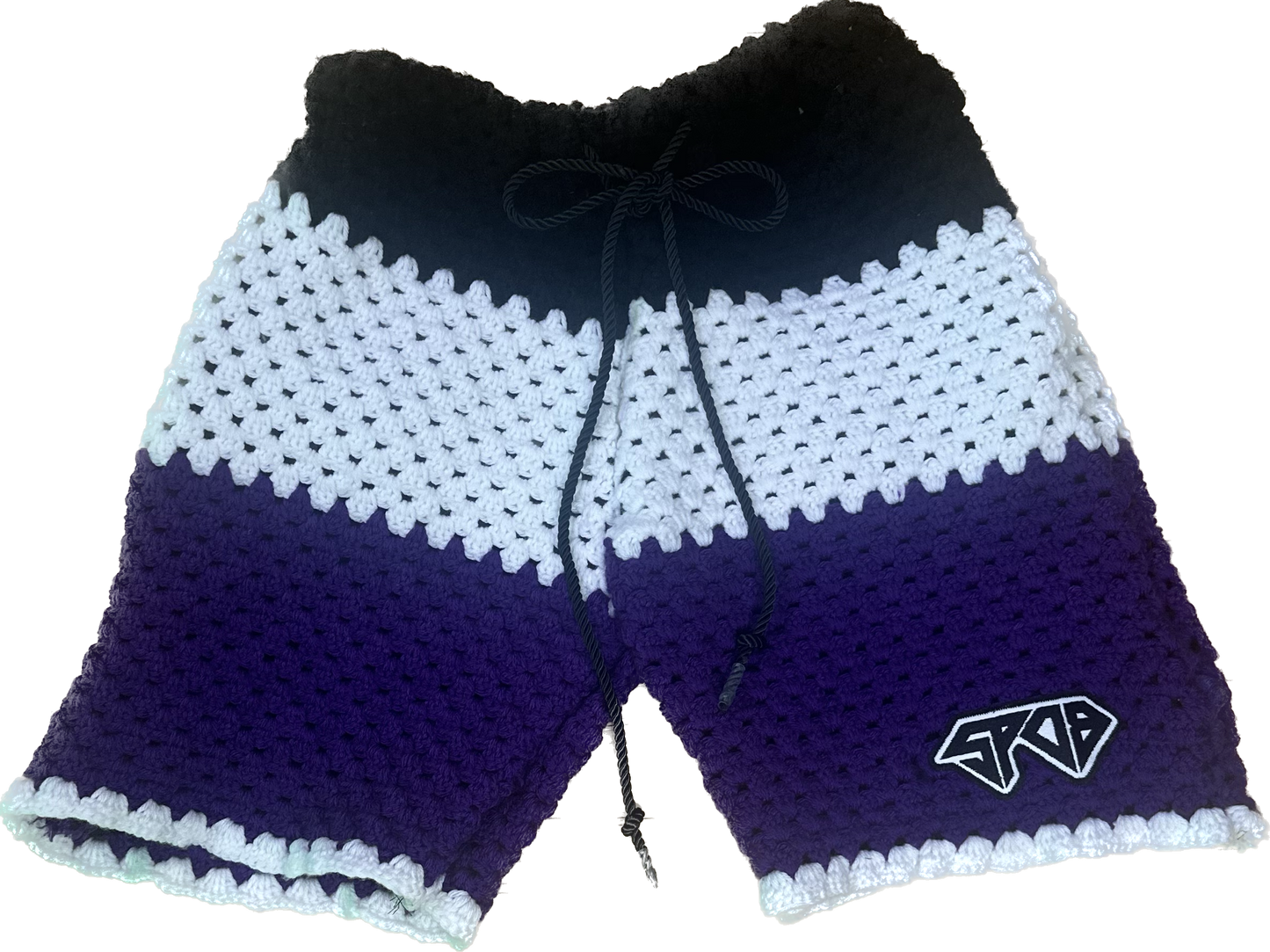 Purple/Black Crochet Shorts