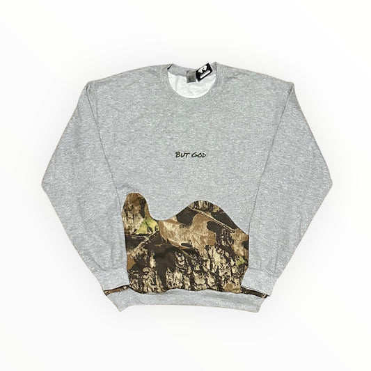 Grey "But God" Crewneck Sweatshirt