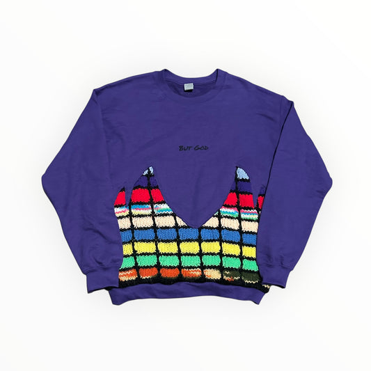 Purple "But God" Crewneck Sweatshirt