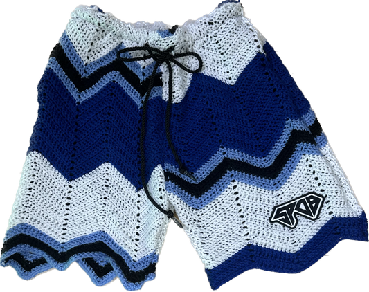Royal Blue/ Black Crochet Shorts