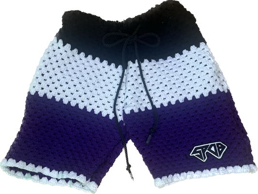 Purple/Black Crochet Shorts